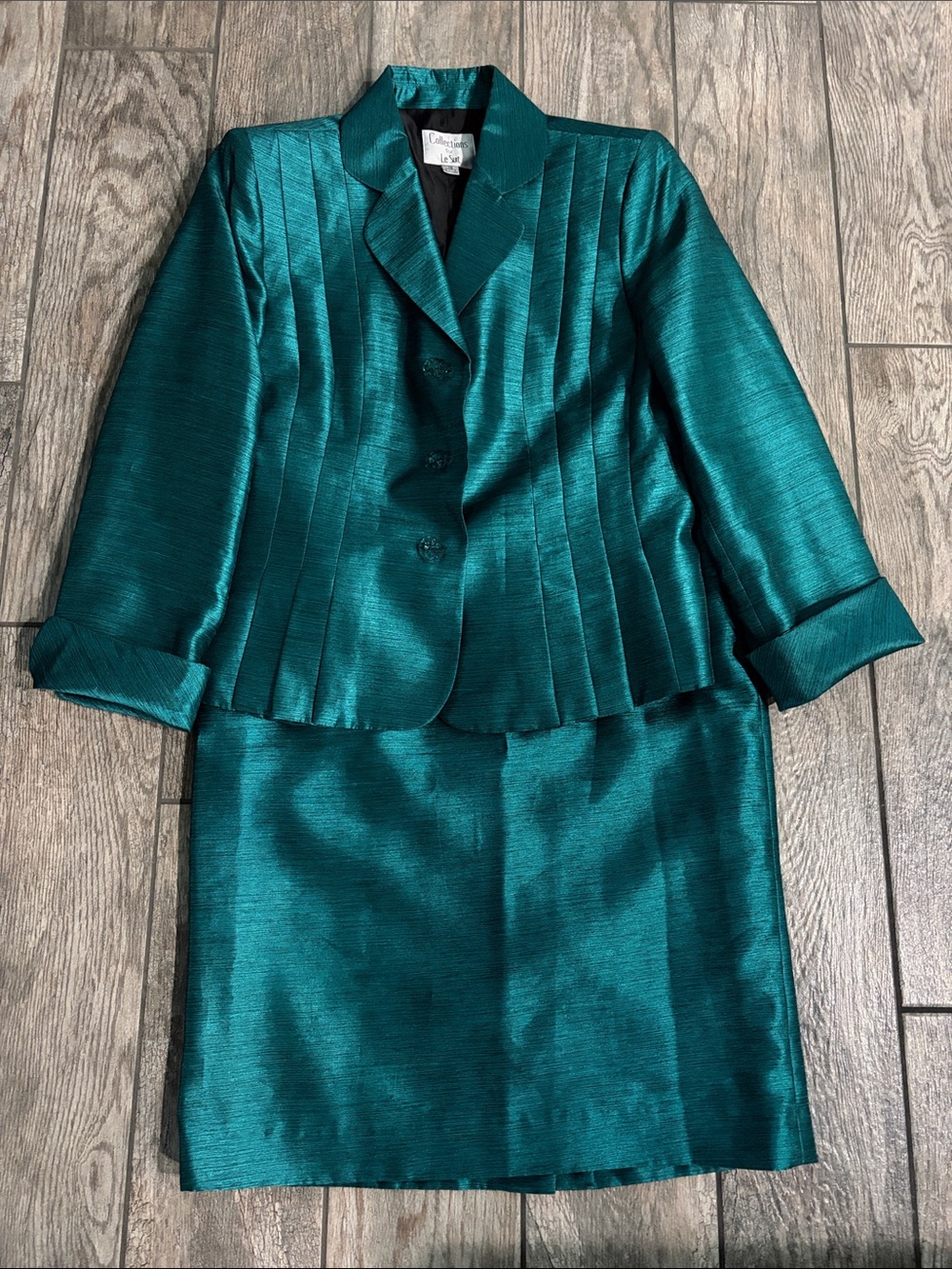 Collections for Le Suit Metallic Skirt Suit Skirt 8 Jacket Blazer 12 Green